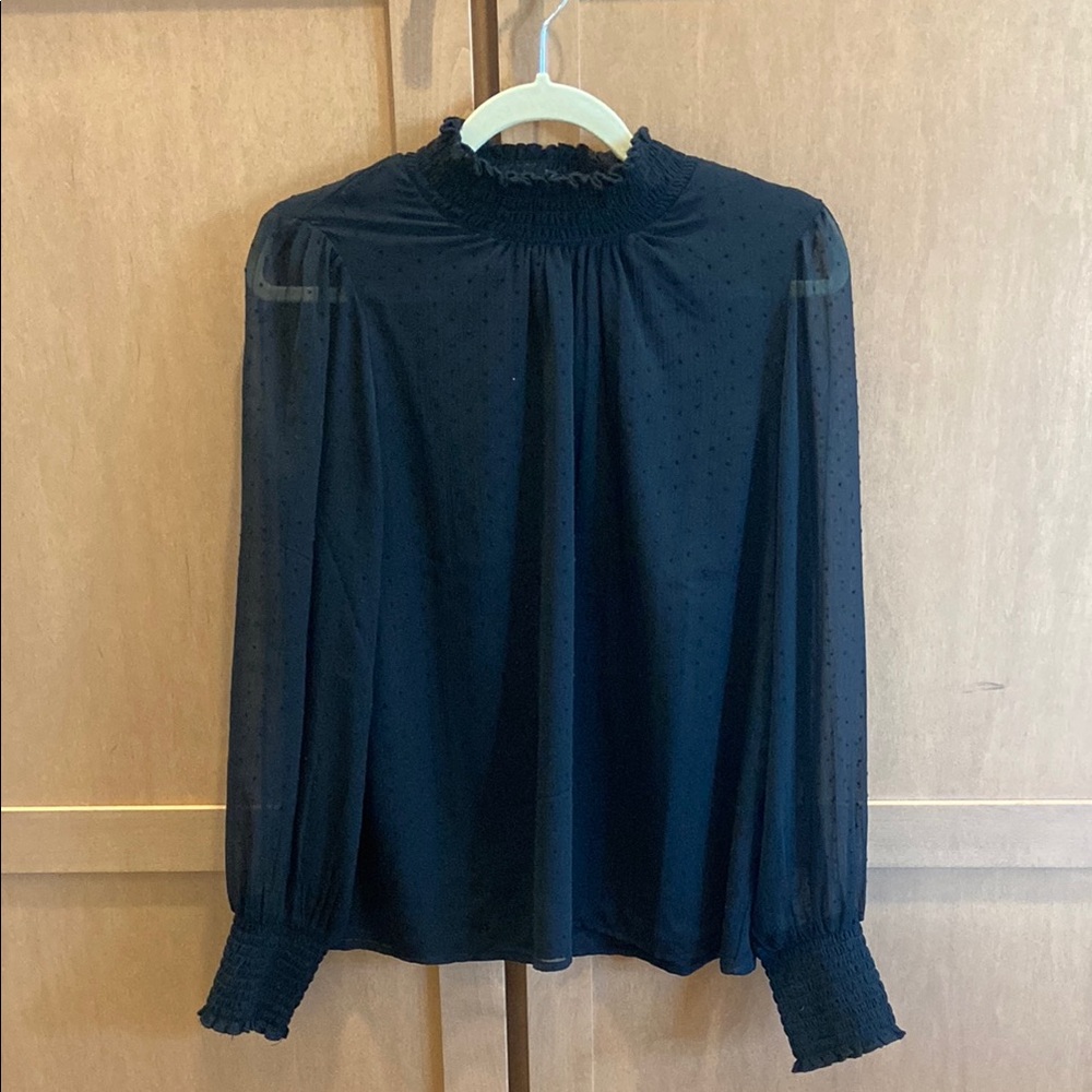 Elegant Black Smocked Women's Top
